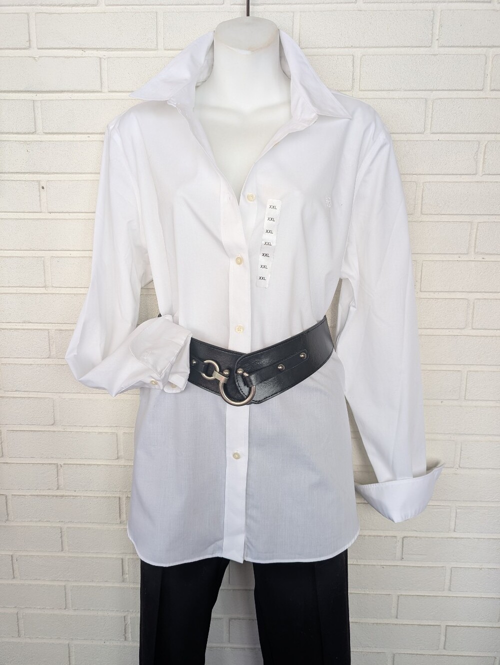 NWT Lauren Ralph Lauren Classic White Button-Up Long Shirt